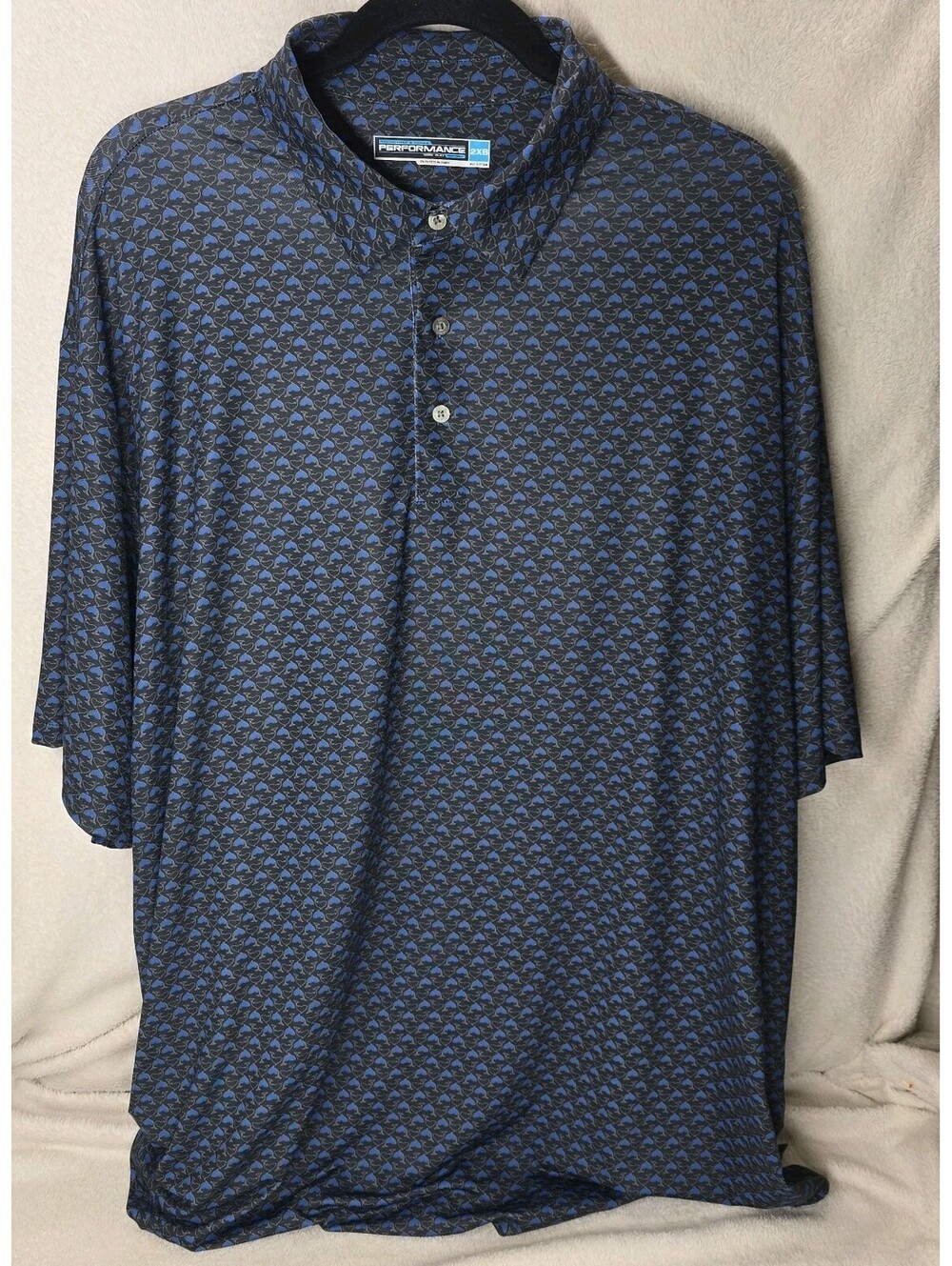 Roundtree & Yorke Polo Shirt Men’s 2XB Black Dolphin Print Performance Stretch